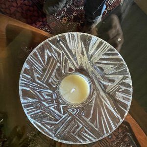 Vintage Sweden Orrefors Geometric Discus Votive